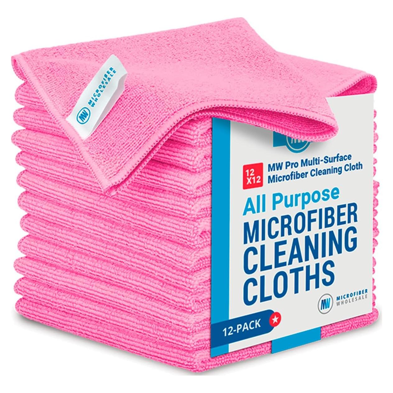 Paquete de 12 Paños de Microfibra Rosa Microfiber Wholesale