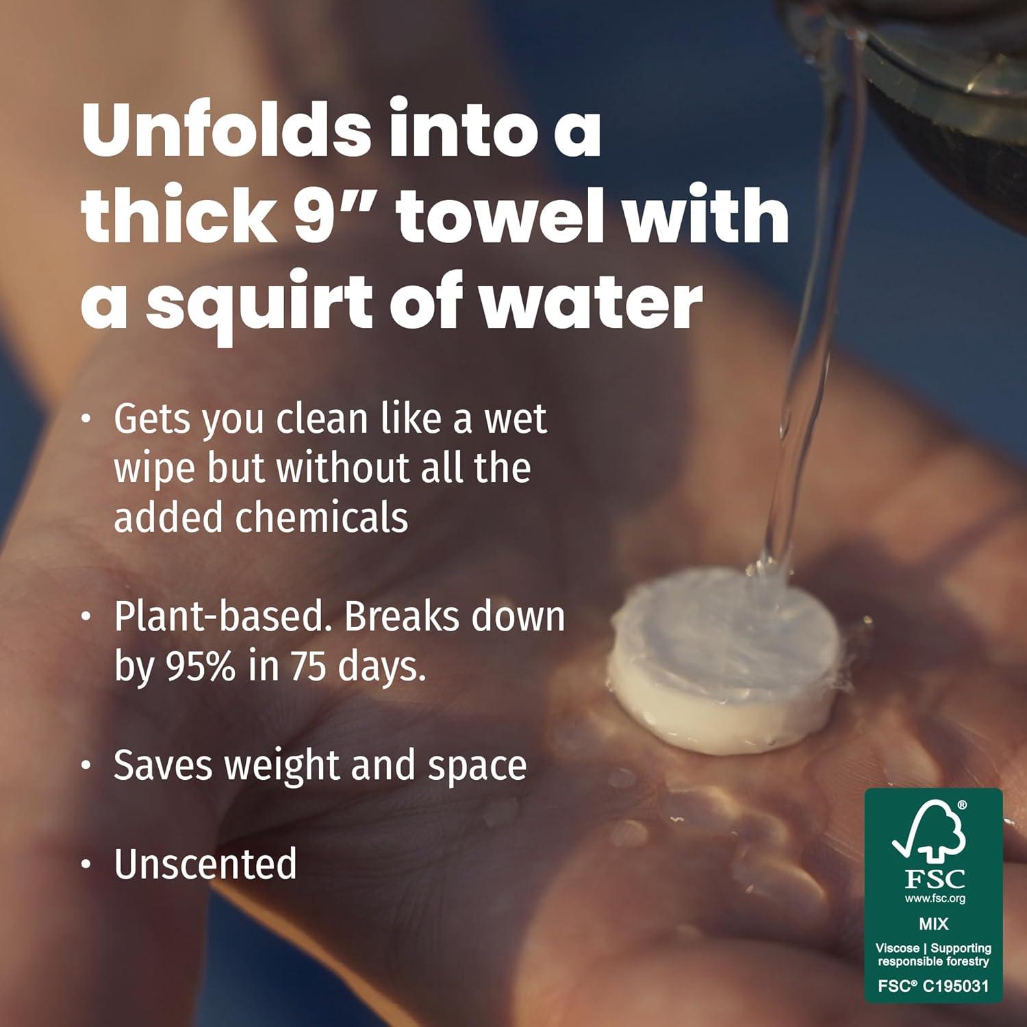 Toallitas de baño PACT 100 unidades compostables para acampar