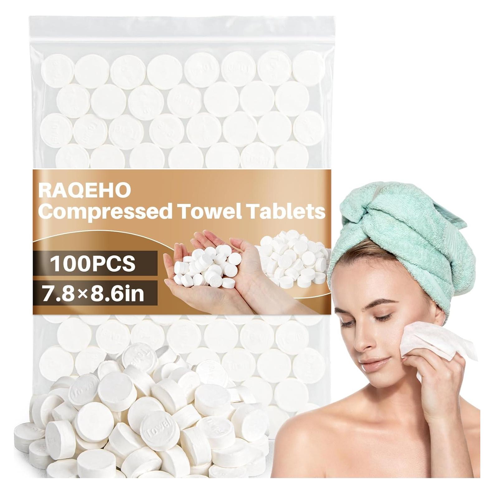 100 Toallas Comprimidas Desechables RAQEHO para Lavado Facial