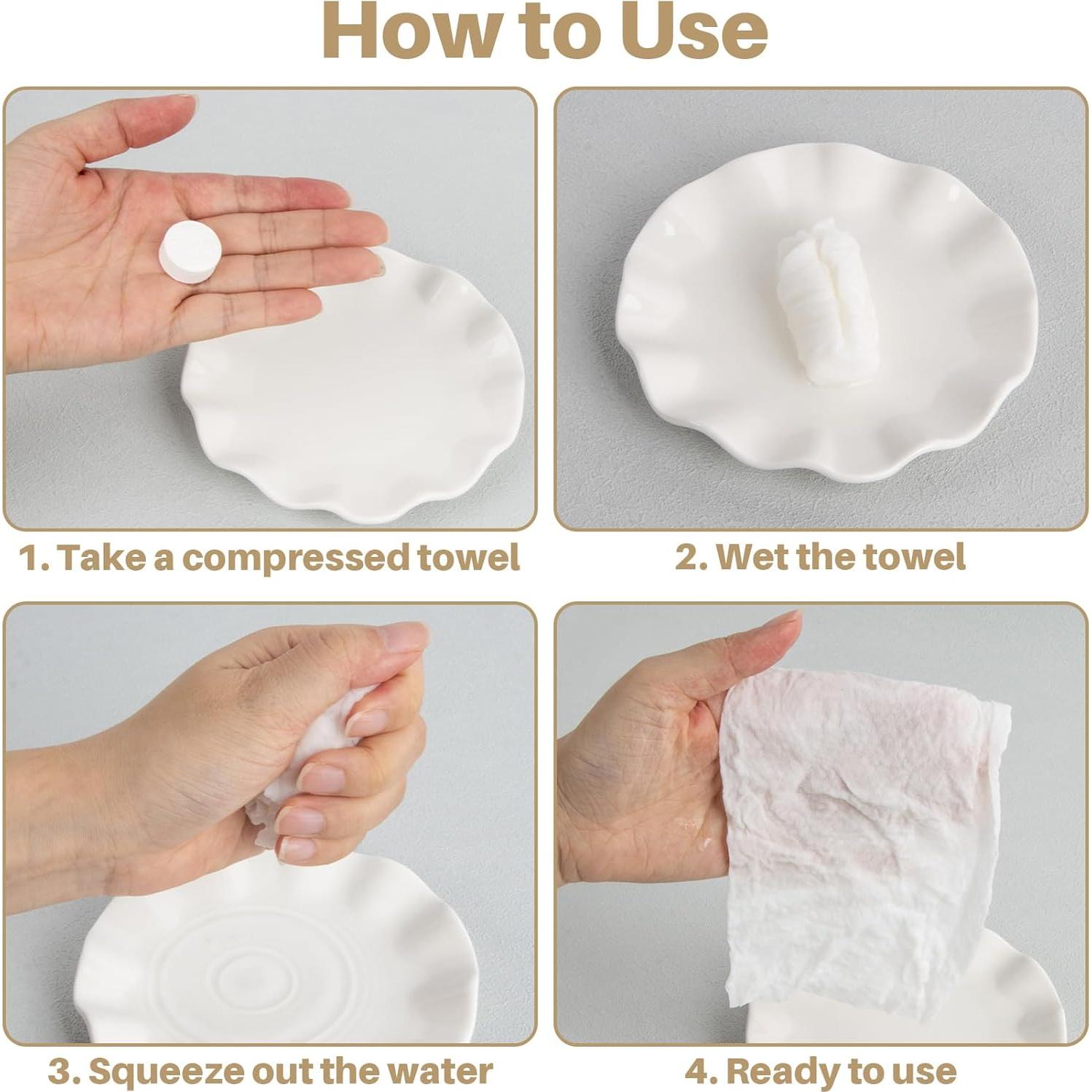 100 Toallas Comprimidas Desechables RAQEHO para Lavado Facial