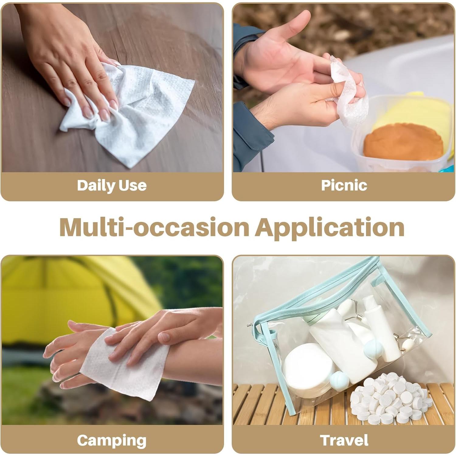 100 Toallas Comprimidas Desechables RAQEHO para Lavado Facial