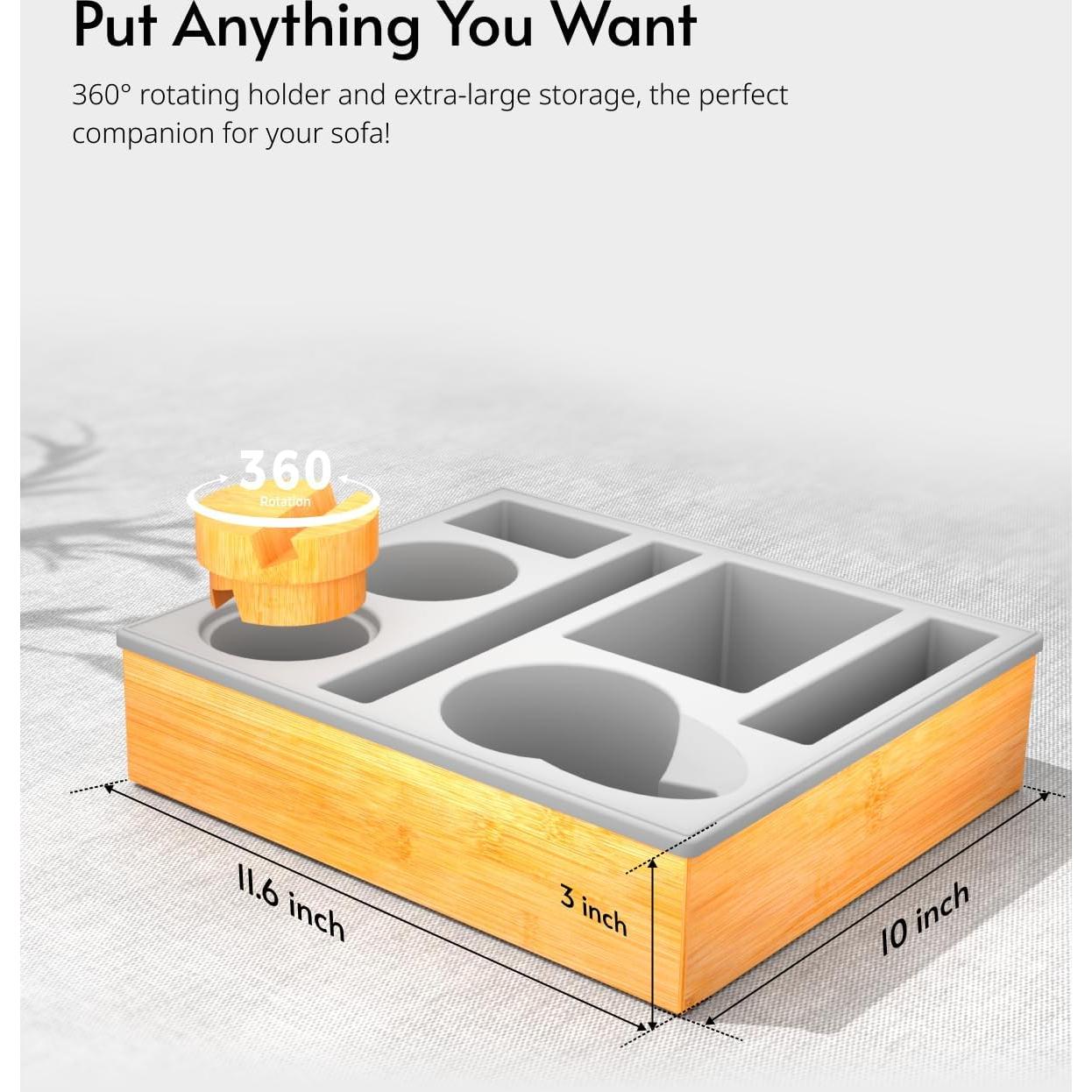 Bandeja organizadora de sofá RGBDOT - Soporte para tazas y snacks