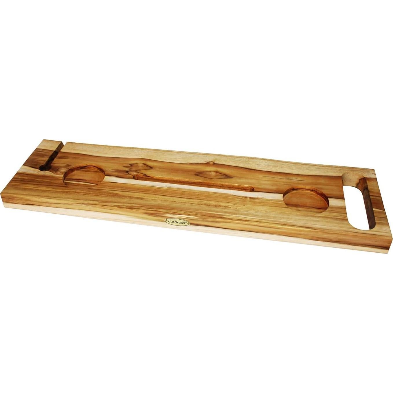 Bandeja de Baño EcoDecors Eleganto 76.2 cm Teak Sólido con Bisel Vivo