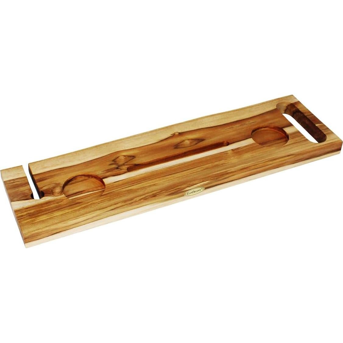 Bandeja de Baño EcoDecors Eleganto 76.2 cm Teak Sólido con Bisel Vivo