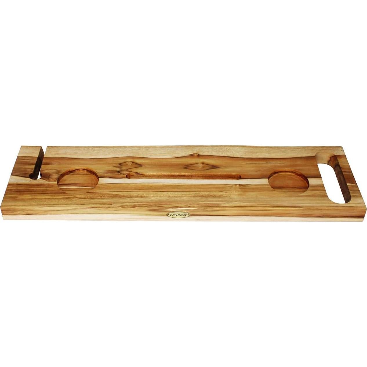 Bandeja de Baño EcoDecors Eleganto 76.2 cm Teak Sólido con Bisel Vivo