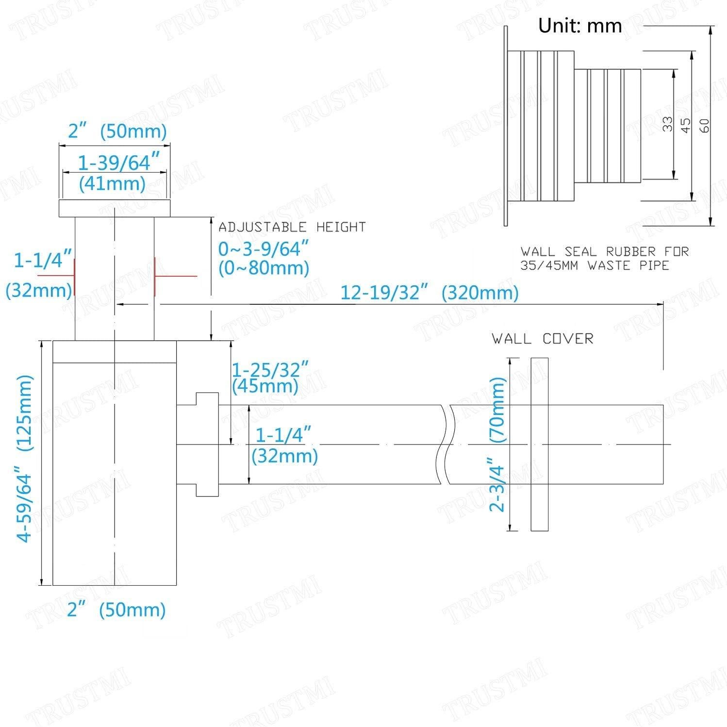 Trampa P de Botella TRUSTMI de Latón Oro Cepillado 13.5-21.6 cm