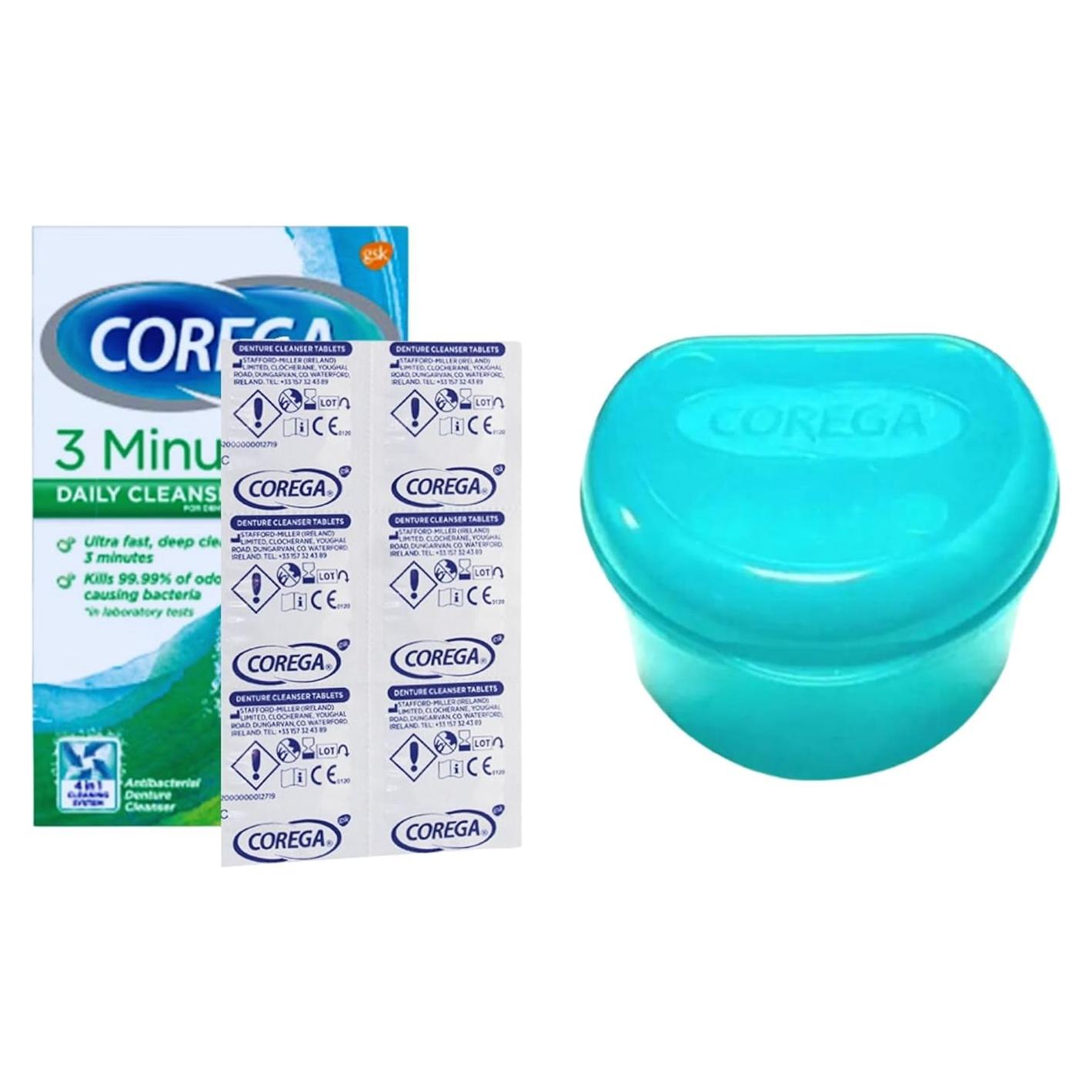 Limpiador de Dentaduras Corega 30 Tabletas + Estuche