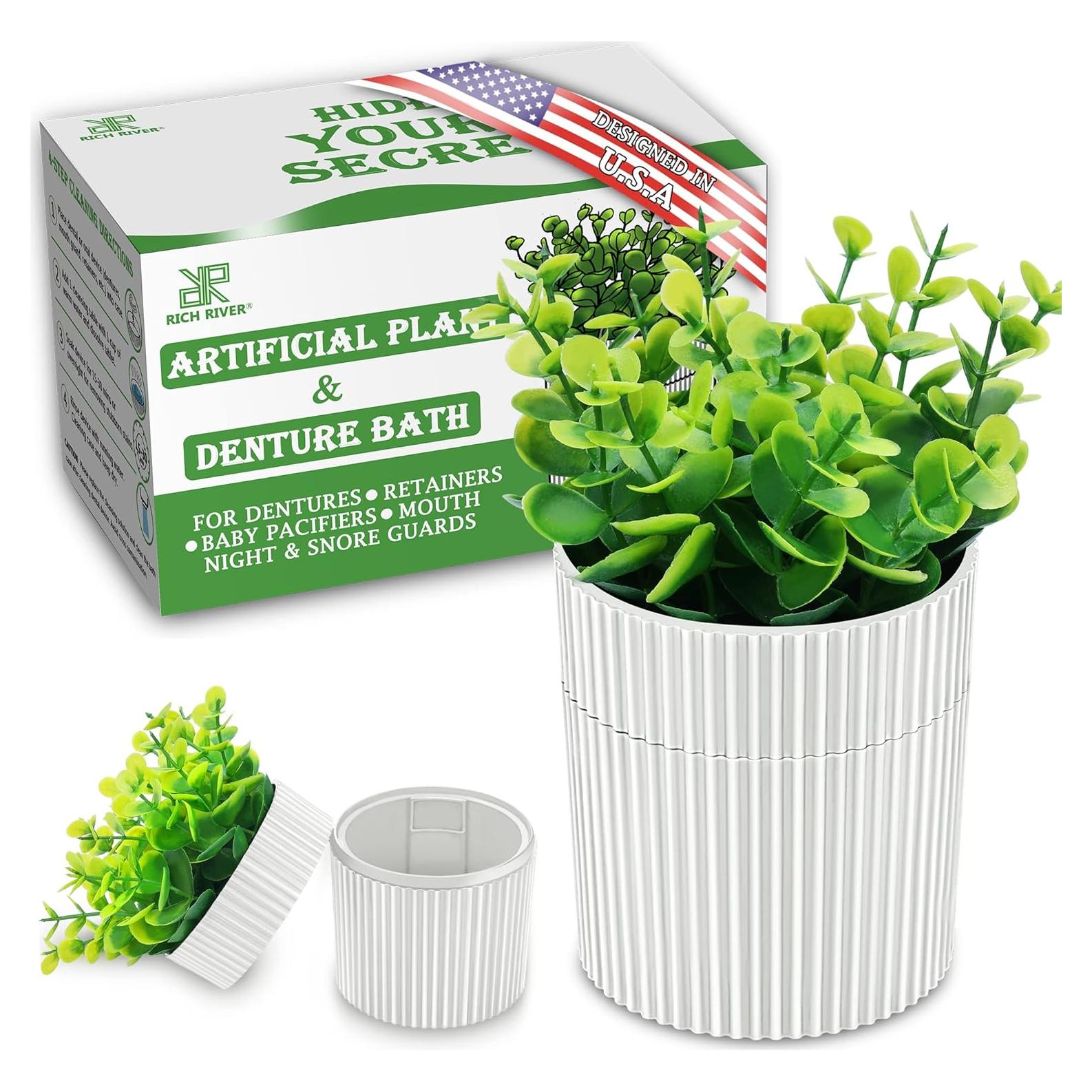 Estuche para Dentaduras YCROJBK con Diseño de Eucalipto 9.4x16.5cm