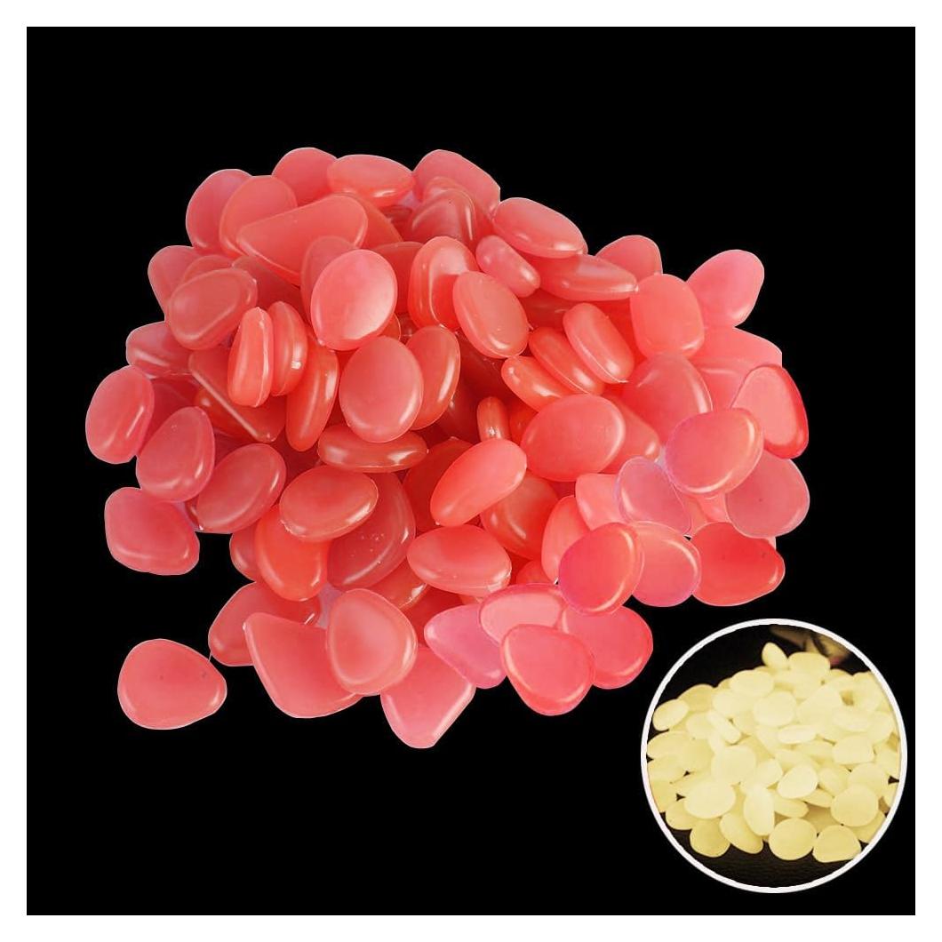 Piedras Luminiscentes Rosa 100pcs para Decoración Jardín y Acuario