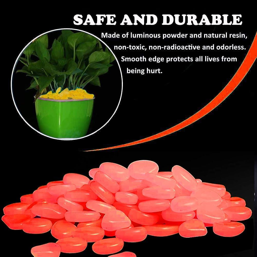 Piedras Luminiscentes Rosa 100pcs para Decoración Jardín y Acuario