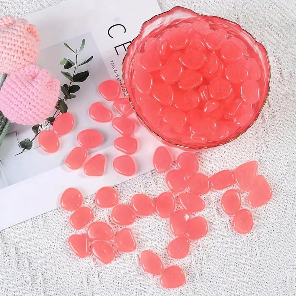 Piedras Luminiscentes Rosa 100pcs para Decoración Jardín y Acuario