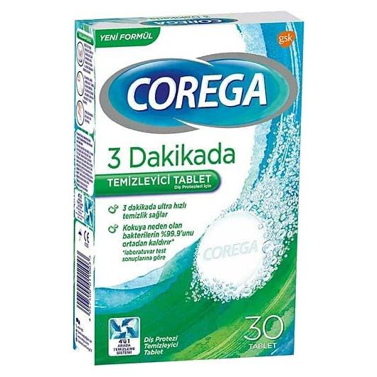 Limpiador de Dentaduras Corega 3 Minutos 30 Tabletas