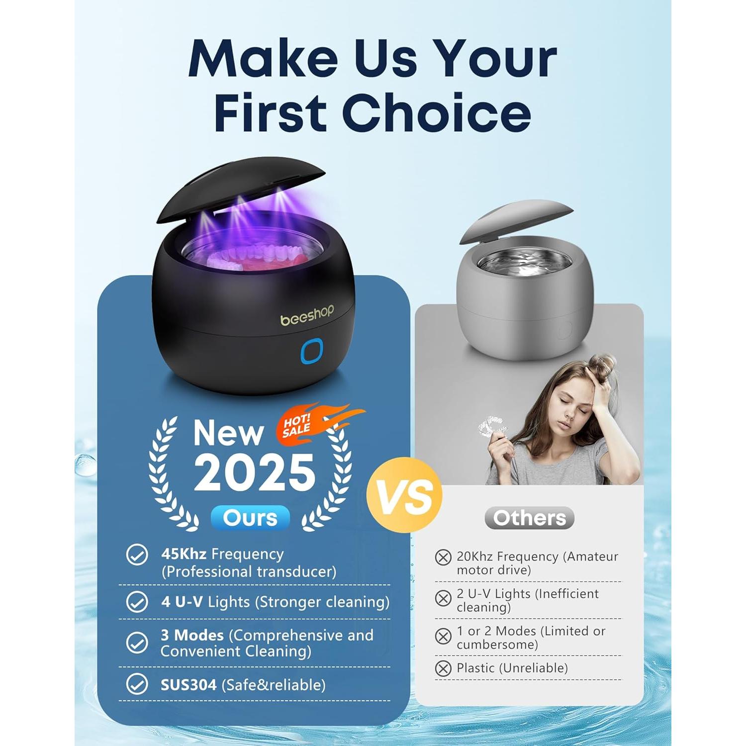 Limpiador Ultrasónico de Retenedores Beeshop 200ml 45kHz Negro