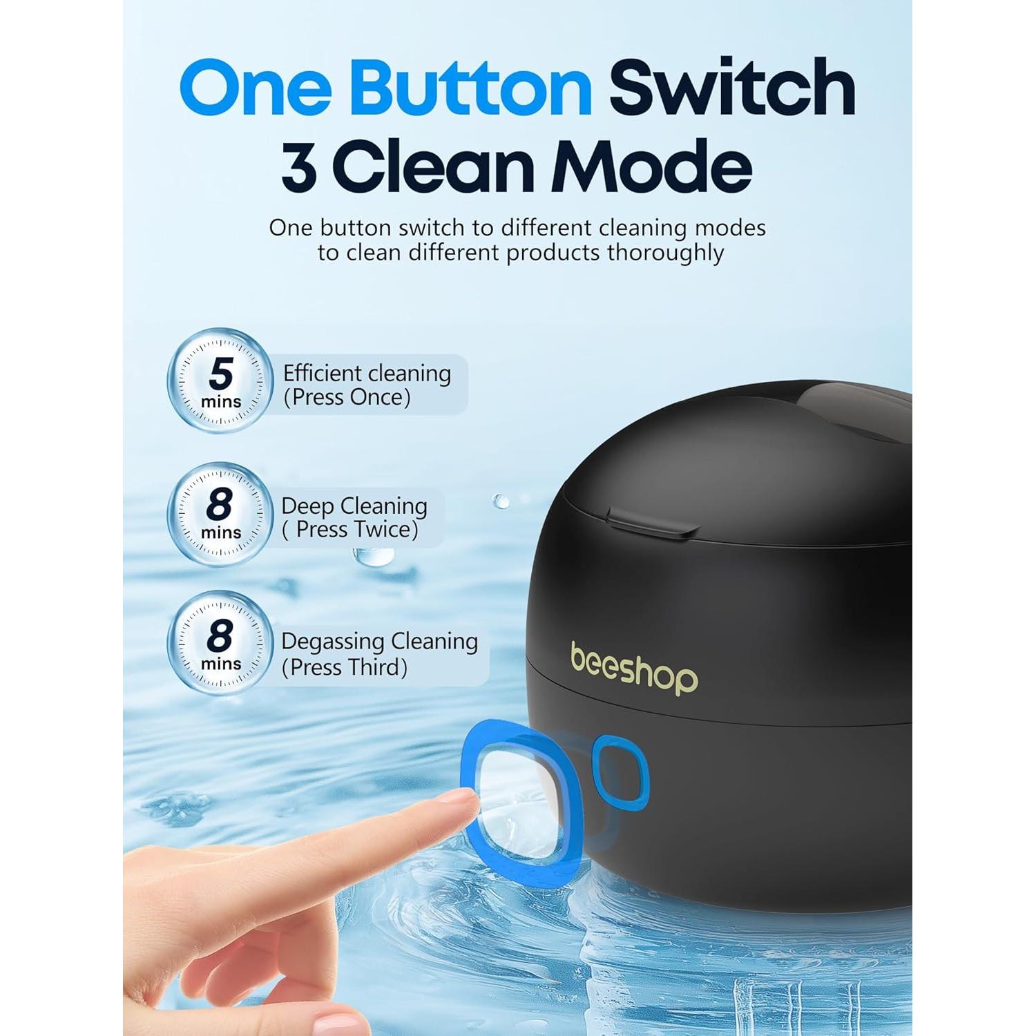 Limpiador Ultrasónico de Retenedores Beeshop 200ml 45kHz Negro