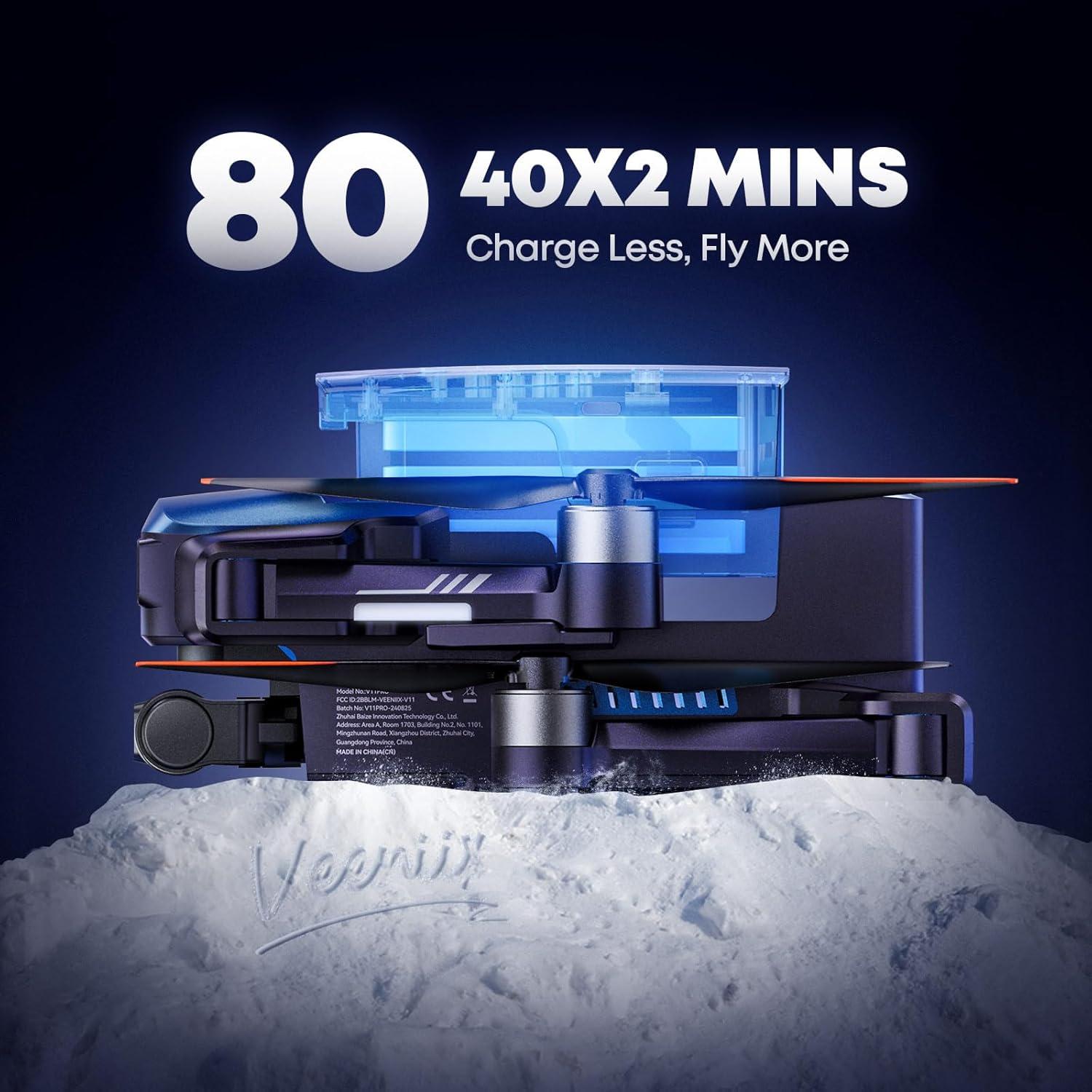 Drone Veeniix V11PRO 8K con gimbal y 80 min vuelo