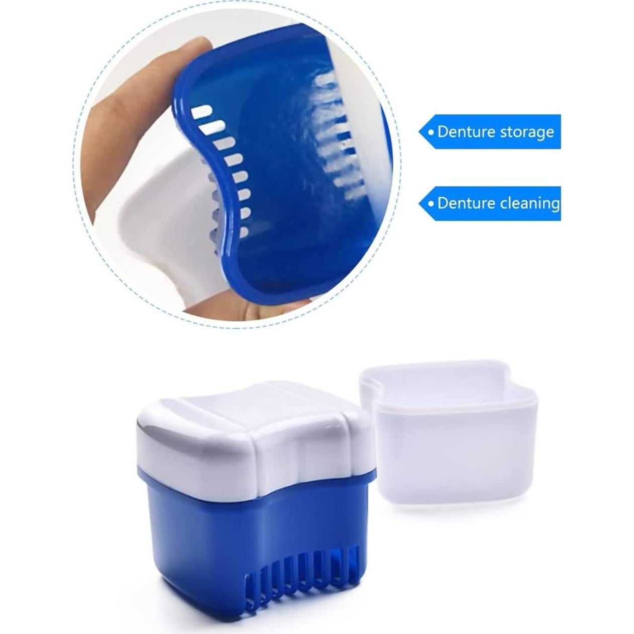 Kit de Baño para Dentaduras BTwood - 2 Tazas, 2 Cepillos, 2 Cestas