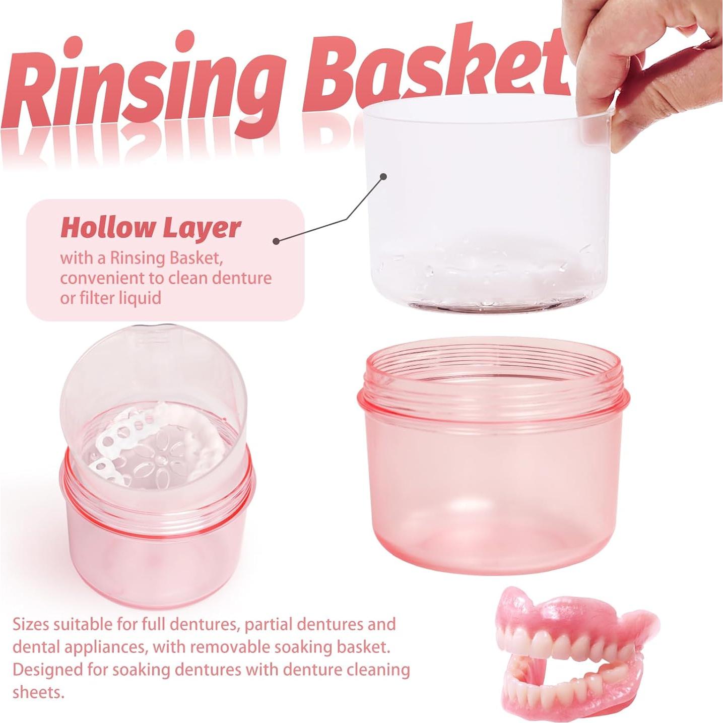 Caja de Baño para Dentaduras Uouovo Grande Rosa 9.5x10.4x7.8cm