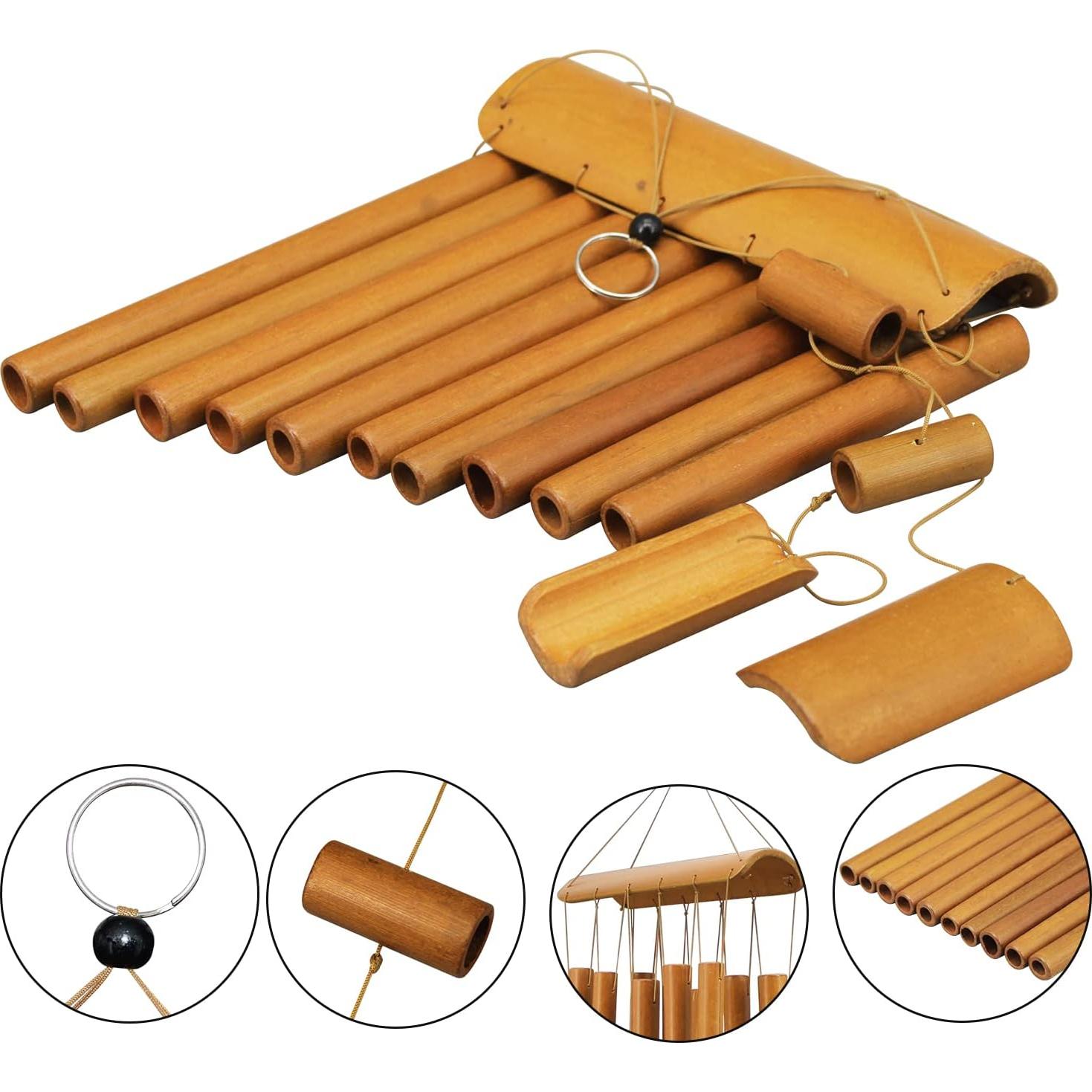 Campanas de Viento de Bambú Virekm 63 cm para Exterior