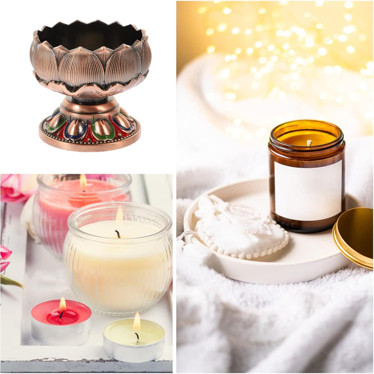 Soporte de Vela de Loto Vaguelly de Zinc para Decoración