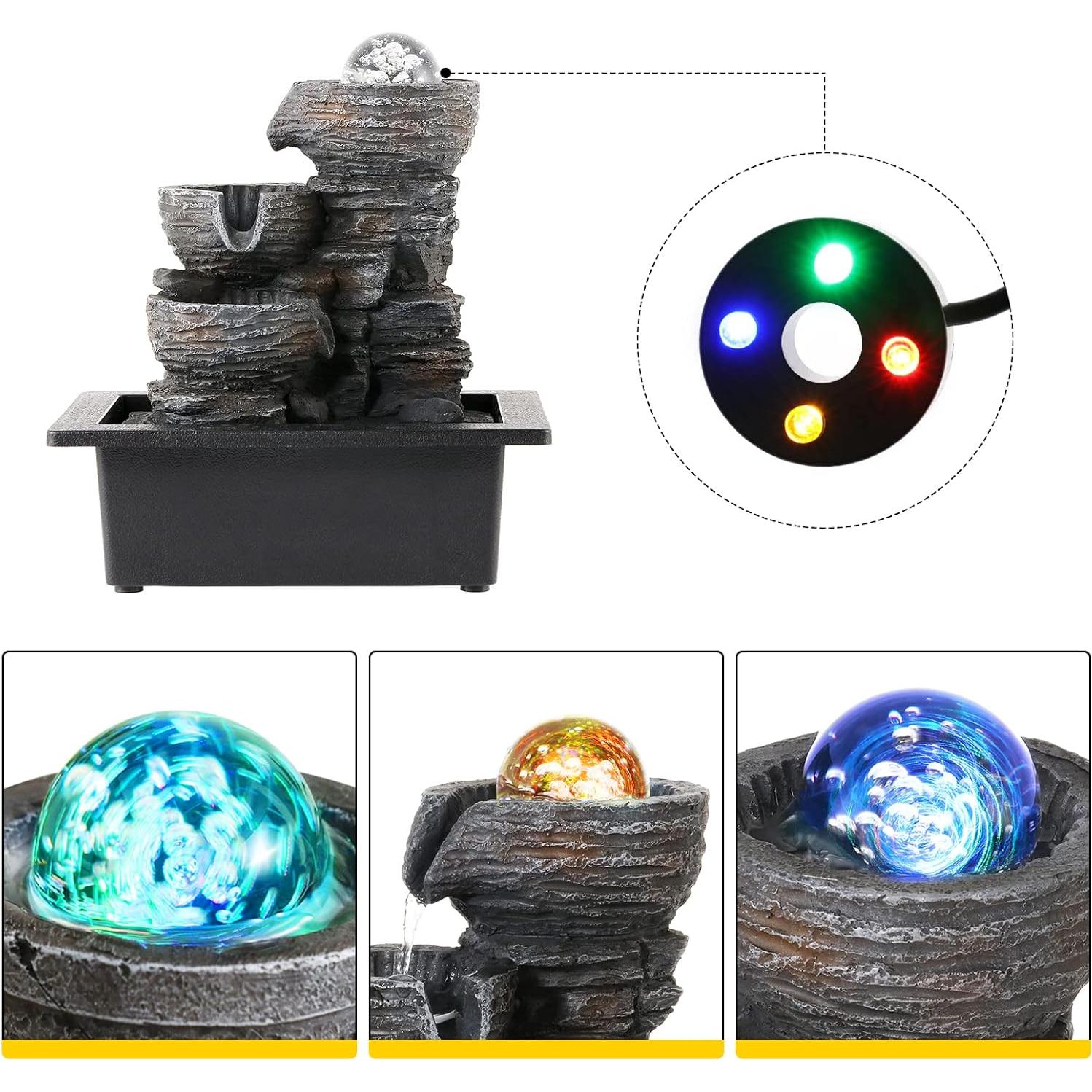 Fuente de Agua Dyna-Living con Luces LED para Mesa Interior