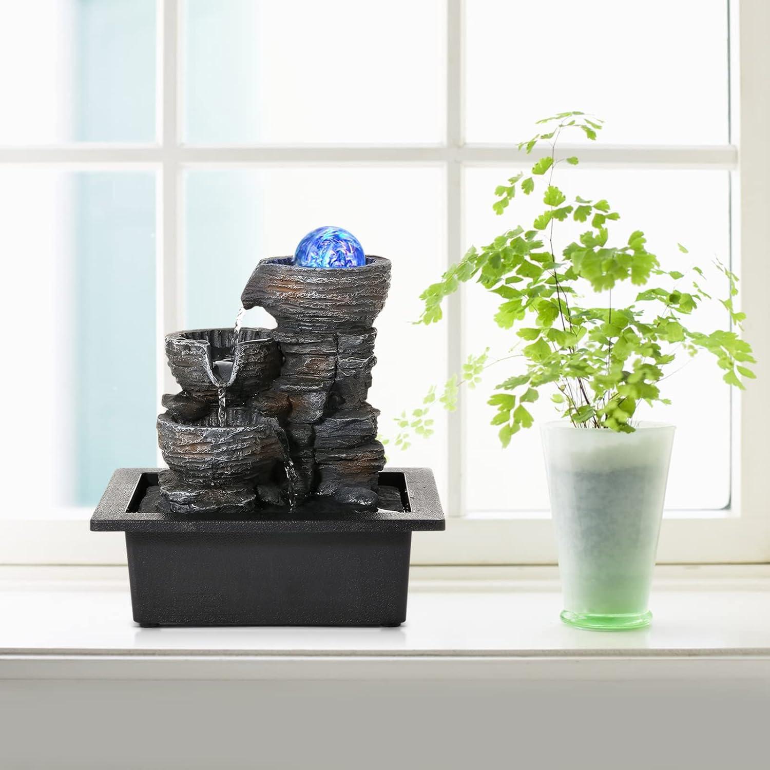 Fuente de Agua Dyna-Living con Luces LED para Mesa Interior