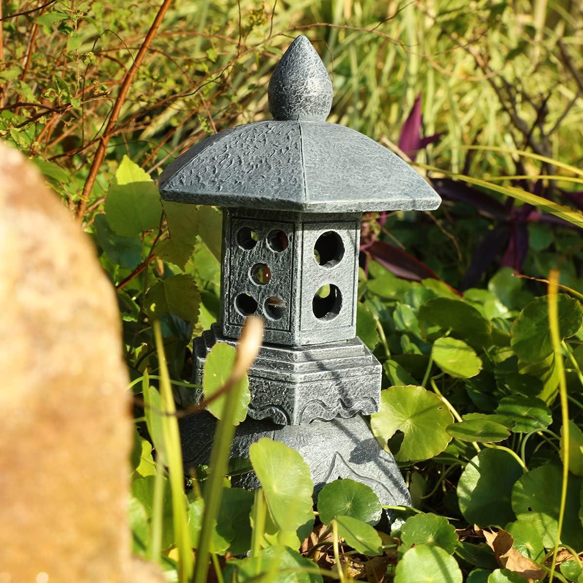 Estatua de Jardín Solar MIBUNG Pagoda Zen 26cm Resina