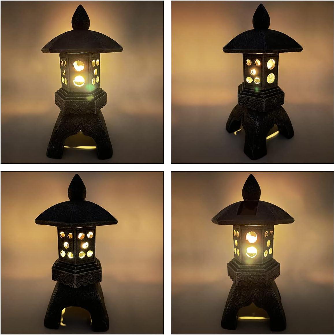 Estatua de Jardín Solar MIBUNG Pagoda Zen 26cm Resina