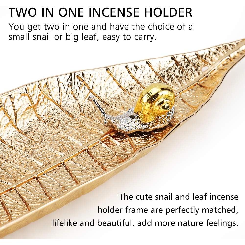 Juego de Soporte de Incienso Accmor Dorado - Hoja y Caracol
