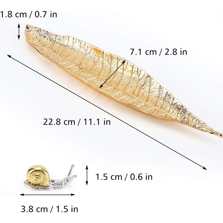 Juego de Soporte de Incienso Accmor Dorado - Hoja y Caracol