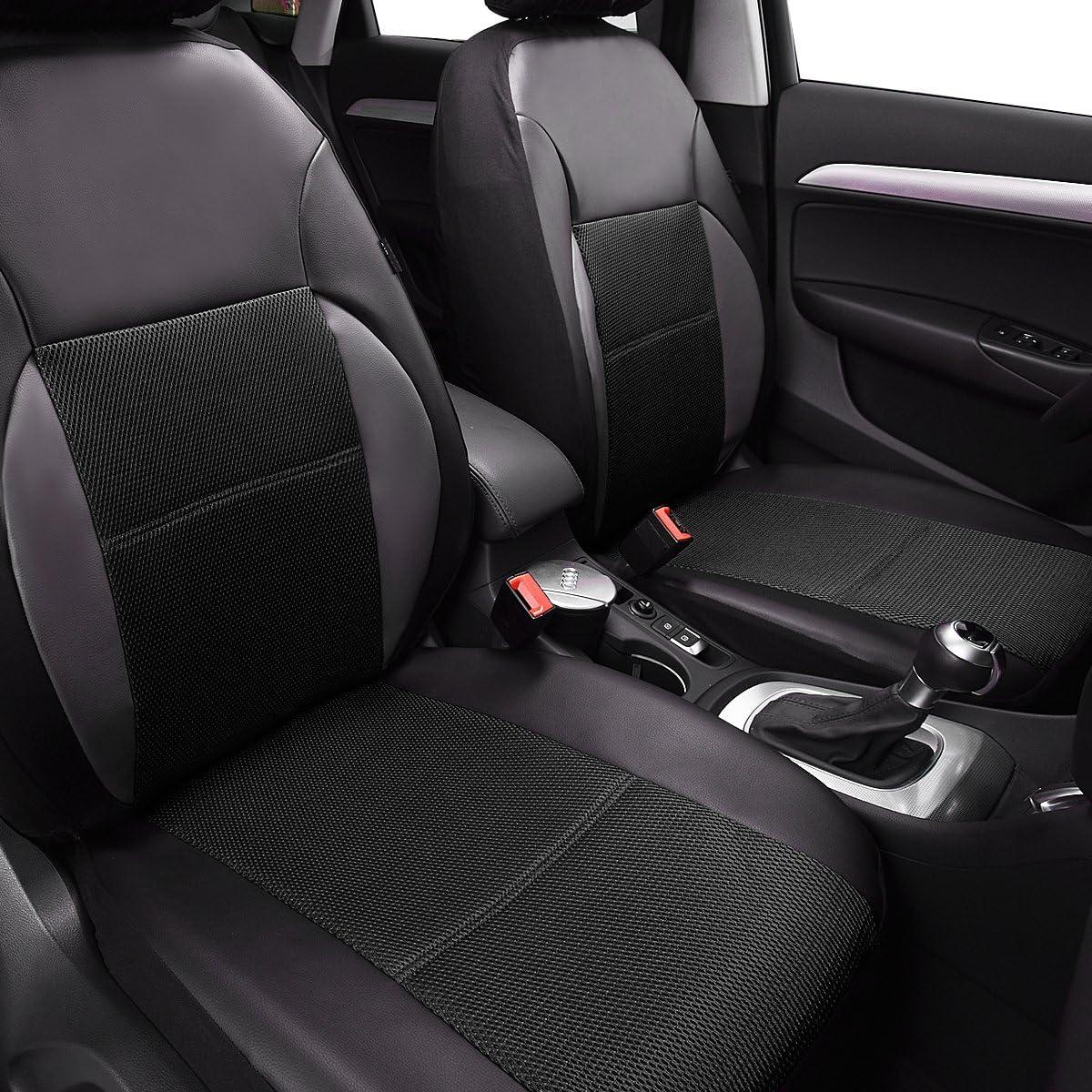 Cubiertas de Asiento de Coche CAR PASS - Cuero PU Negro para 2 Asientos Delanteros