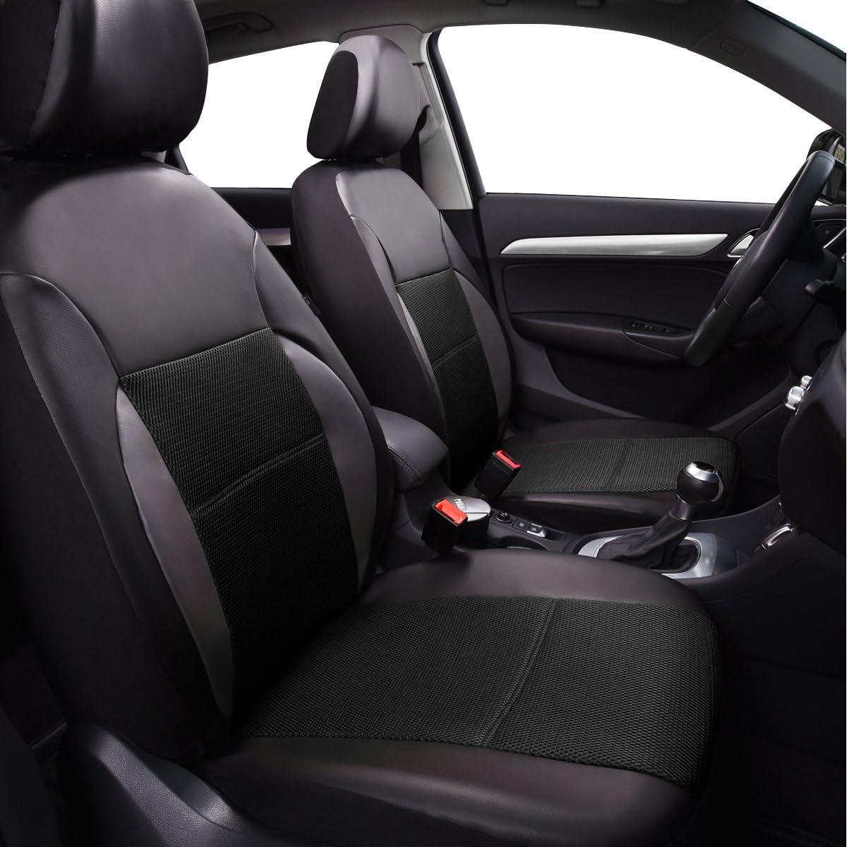 Cubiertas de Asiento de Coche CAR PASS - Cuero PU Negro para 2 Asientos Delanteros