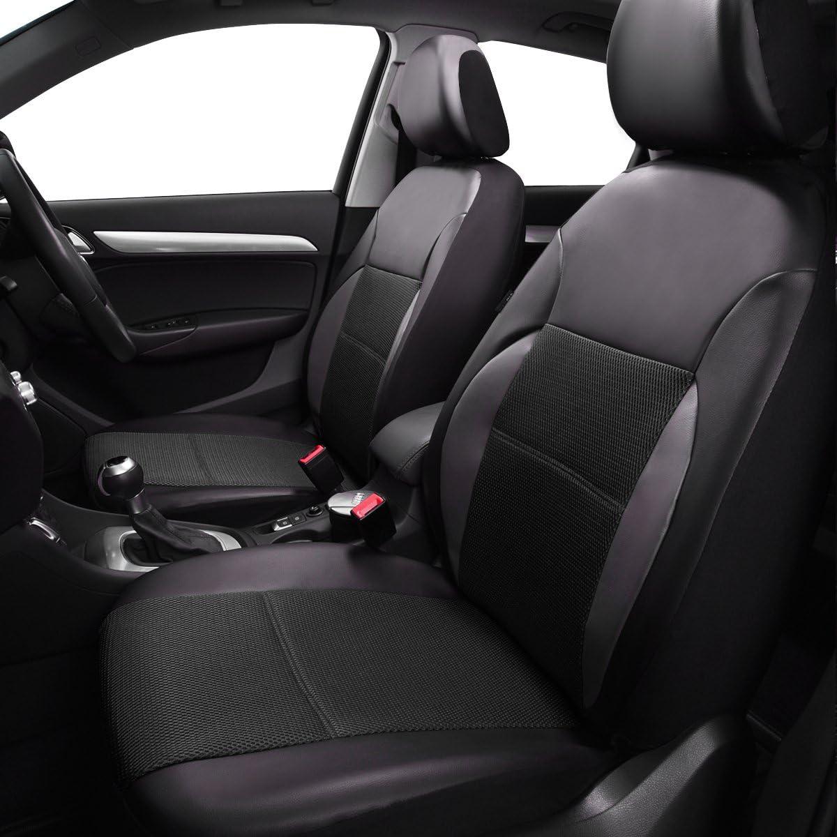 Cubiertas de Asiento de Coche CAR PASS - Cuero PU Negro para 2 Asientos Delanteros