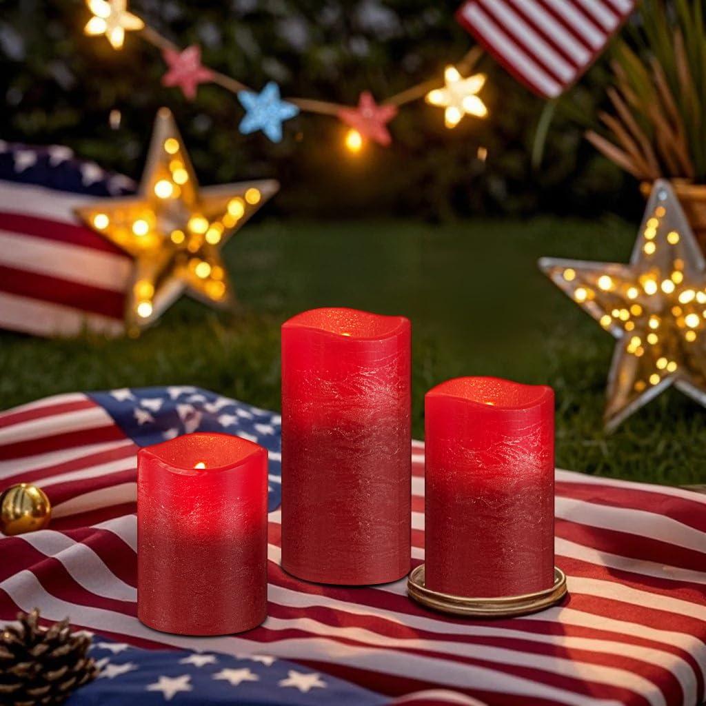 Paquete de 3 Velas LED Sin Llama M Mirrowing Rojas con Control Remoto