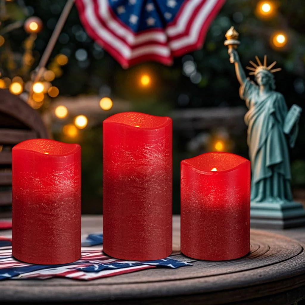 Paquete de 3 Velas LED Sin Llama M Mirrowing Rojas con Control Remoto