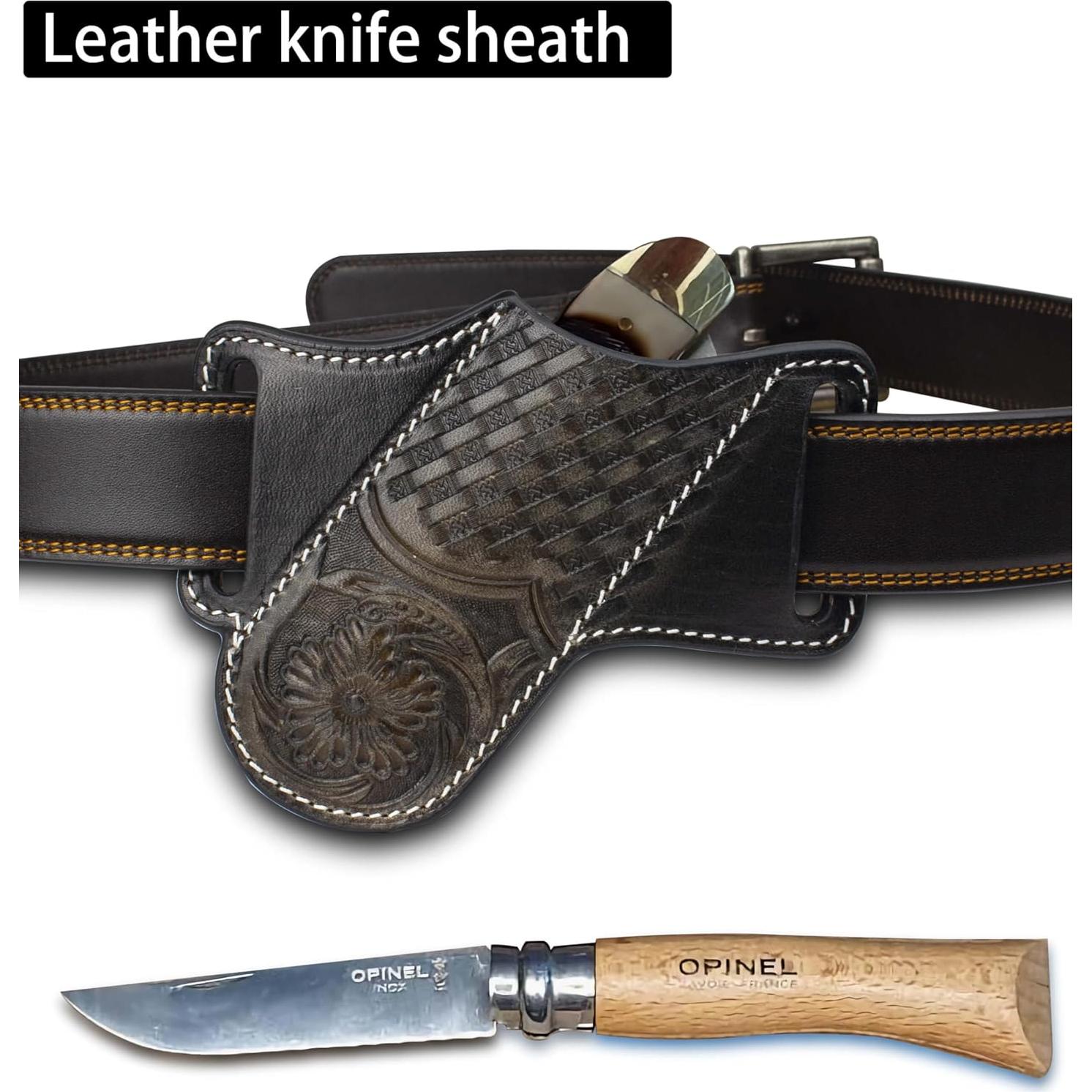 Funda de Cuchillo de Cuero HOGIKUO para Cinturón - Negro