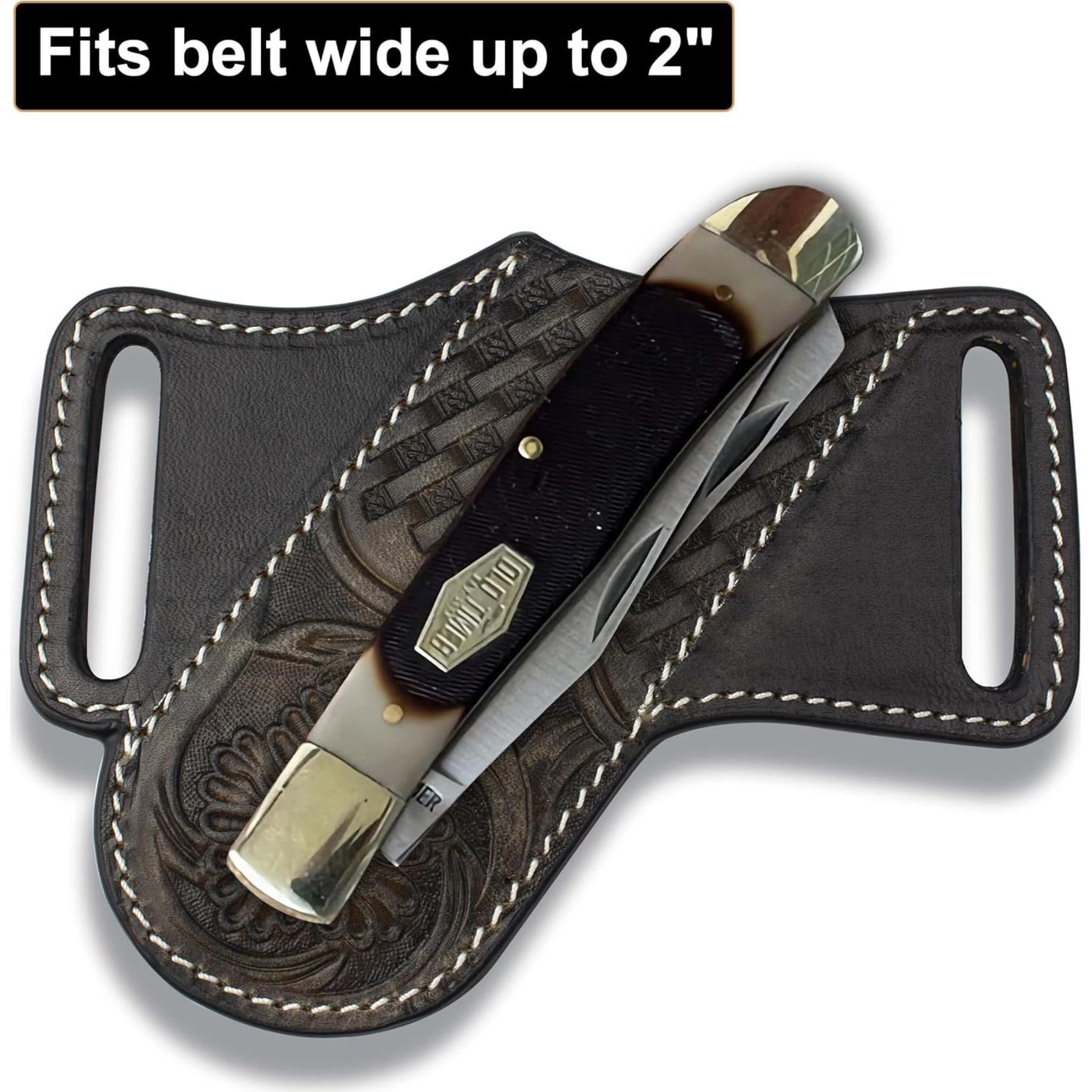 Funda de Cuchillo de Cuero HOGIKUO para Cinturón - Negro