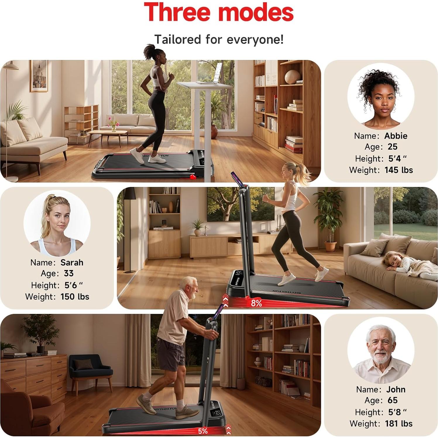 Cinta de Correr Plegable RHYTHM FUN 8 km/h Inclinación 8%