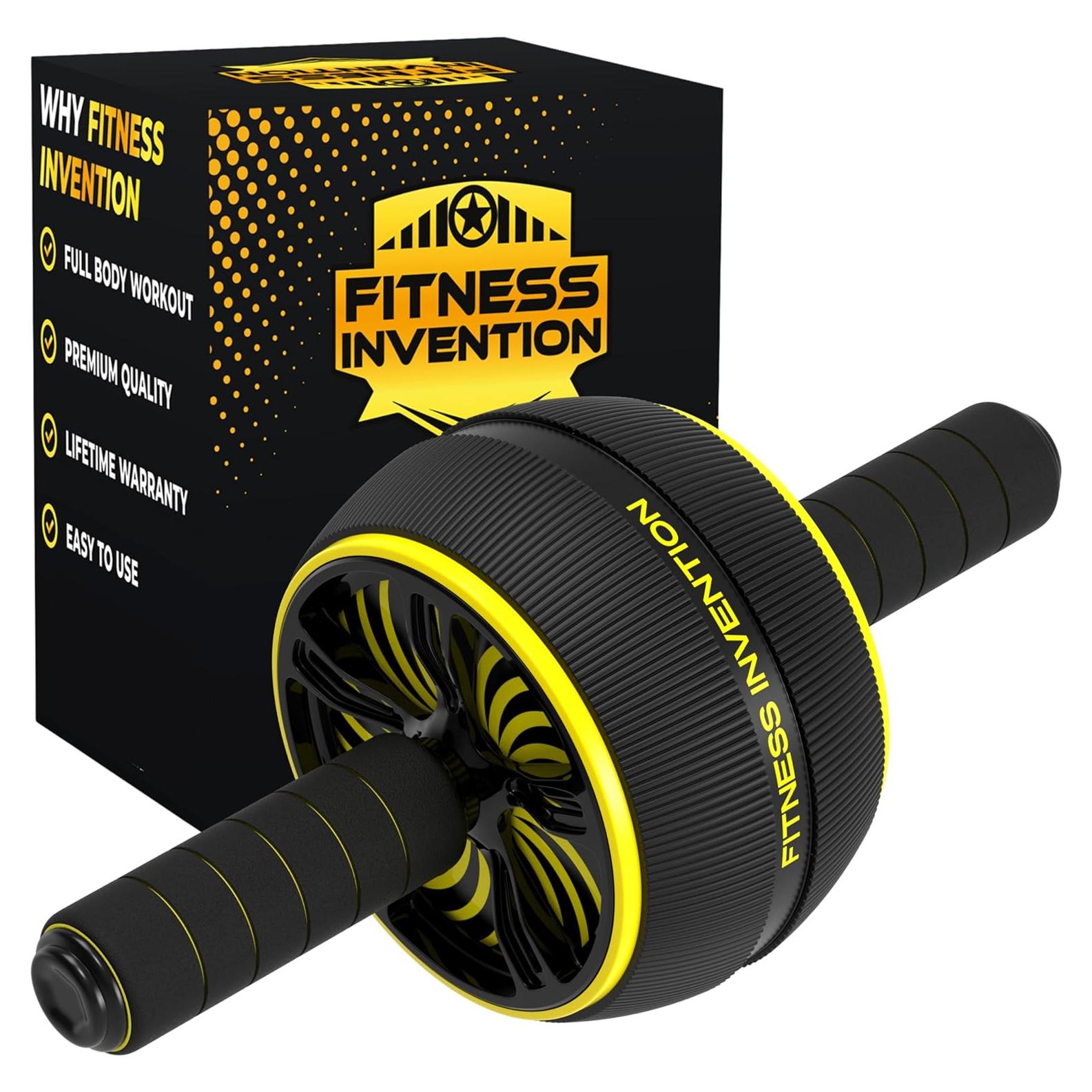 Rueda Abdominal Fitness Invention con Esterilla - Negro/Dorado