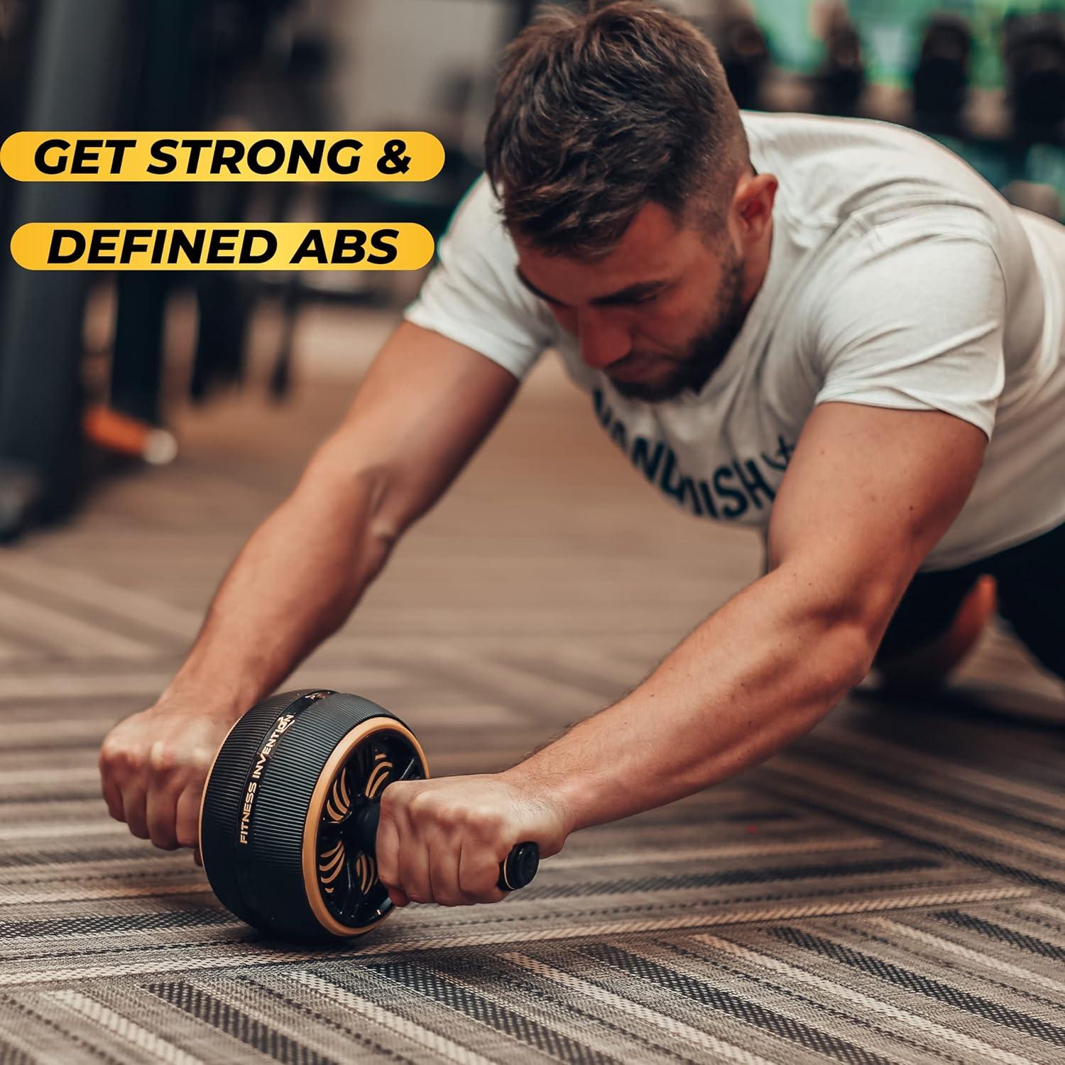 Rueda Abdominal Fitness Invention con Esterilla - Negro/Dorado