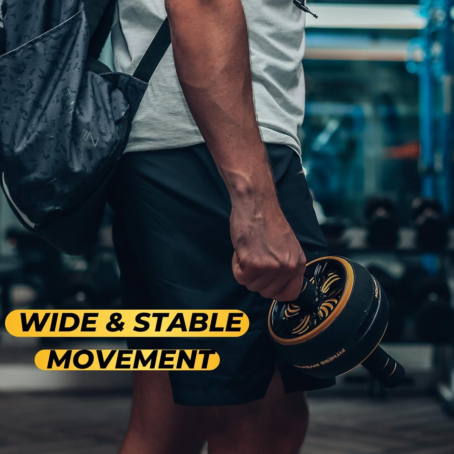 Rueda Abdominal Fitness Invention con Esterilla - Negro/Dorado