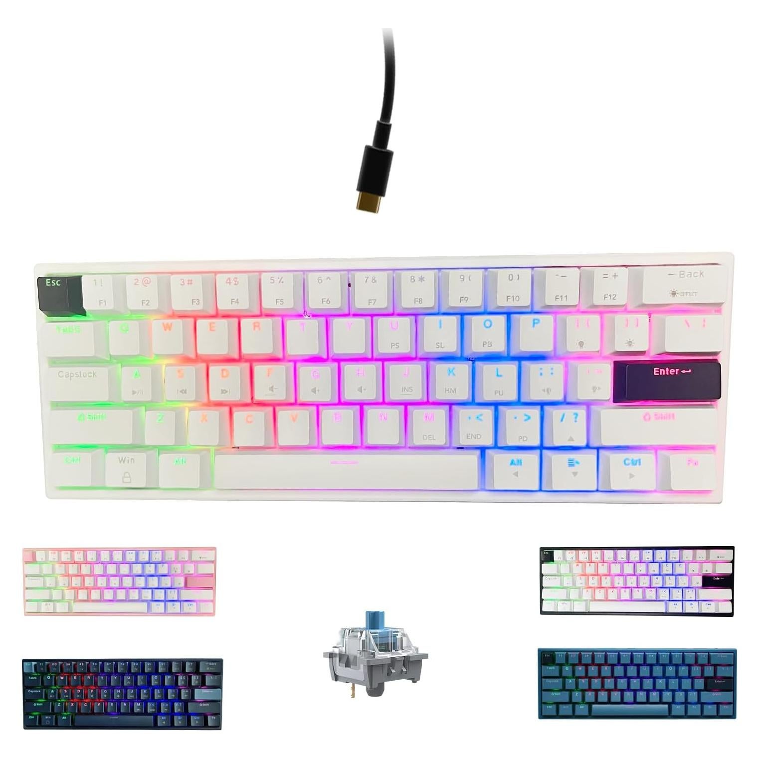 Teclado Mecánico ONE-UP 60% RGB 61 Teclas Interruptores Azules