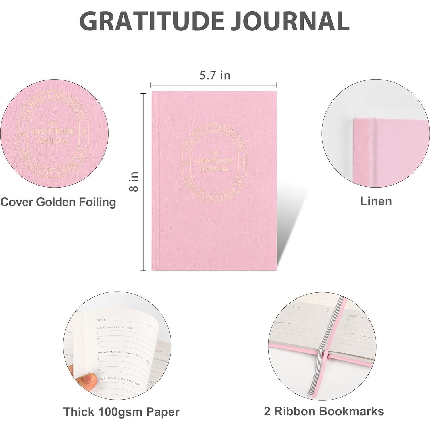 Diario de Gratitud And Per Se Rosa 160 Páginas No Datado