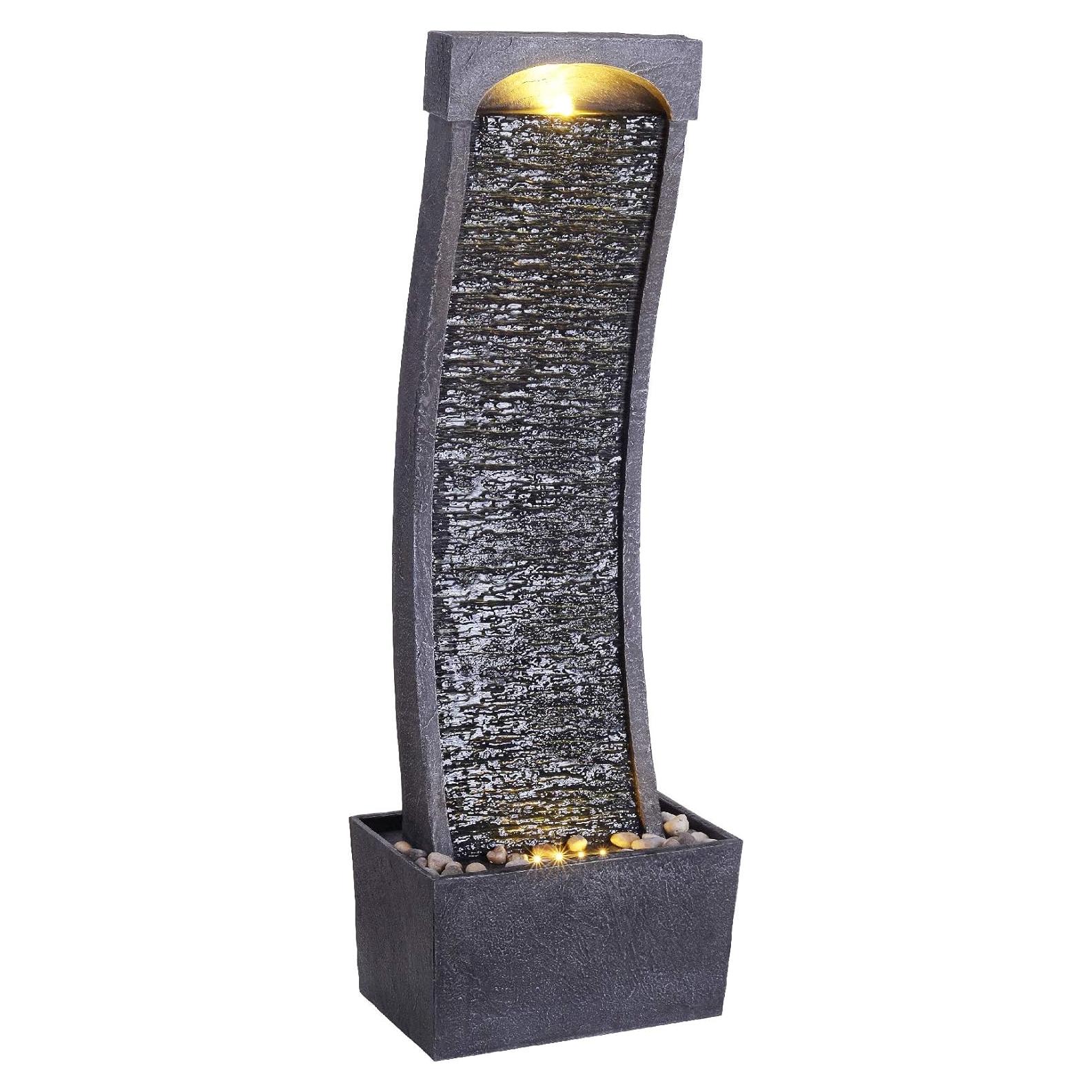 Fuente de Agua en Cascada Teamson Home 98.4 cm LED Negra Gris