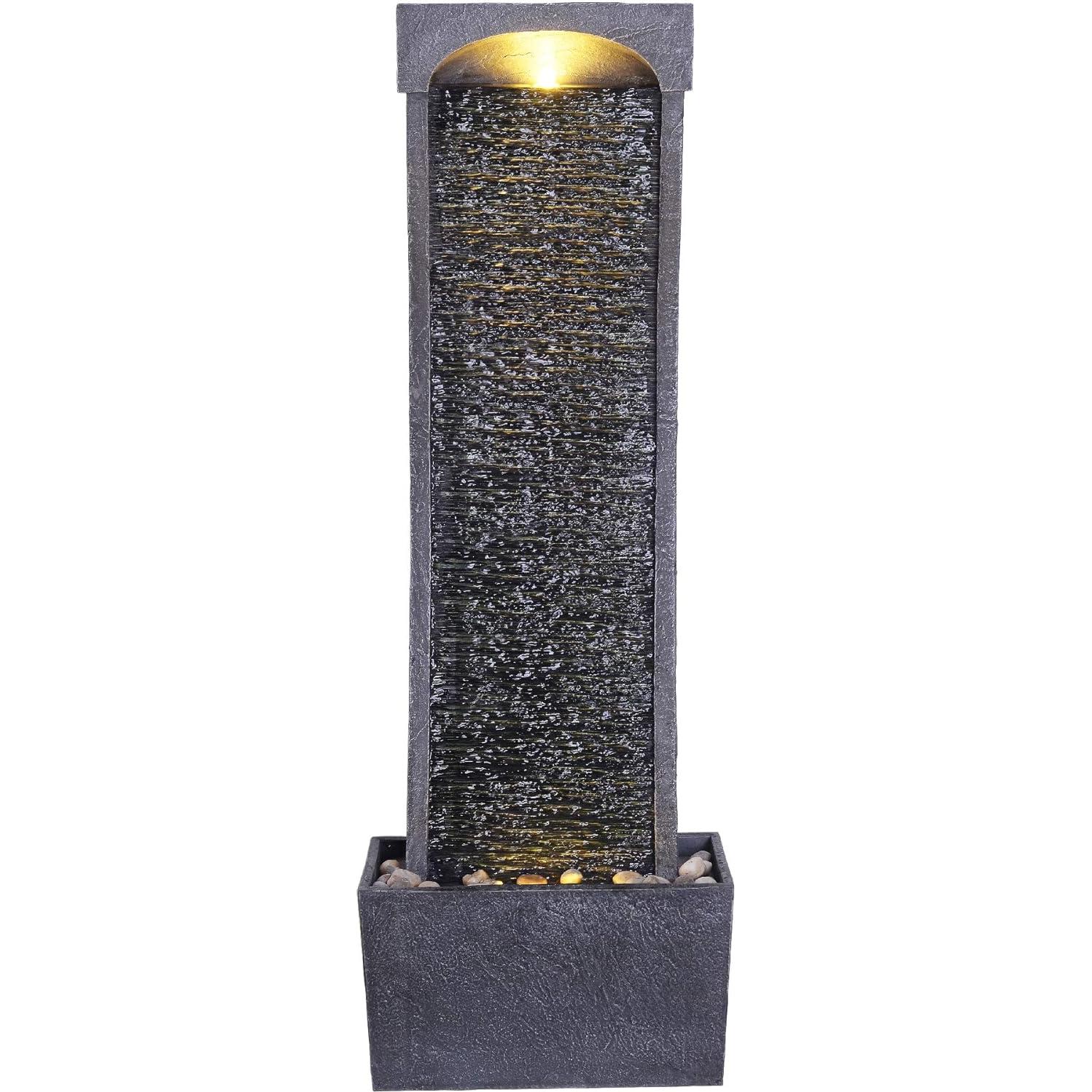 Fuente de Agua en Cascada Teamson Home 98.4 cm LED Negra Gris