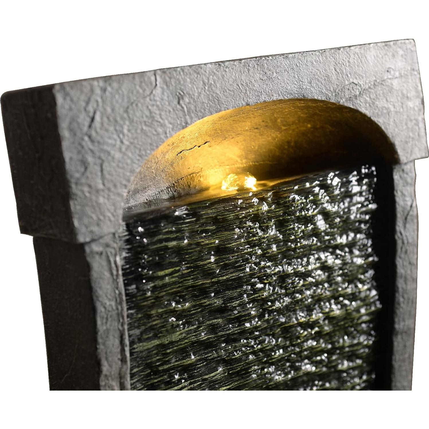 Fuente de Agua en Cascada Teamson Home 98.4 cm LED Negra Gris