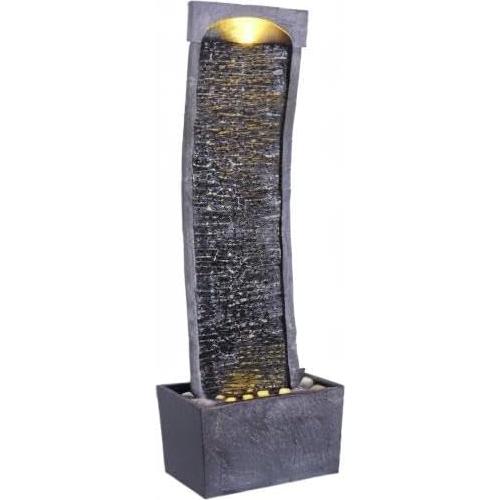 Fuente de Agua en Cascada Teamson Home 98.4 cm LED Negra Gris