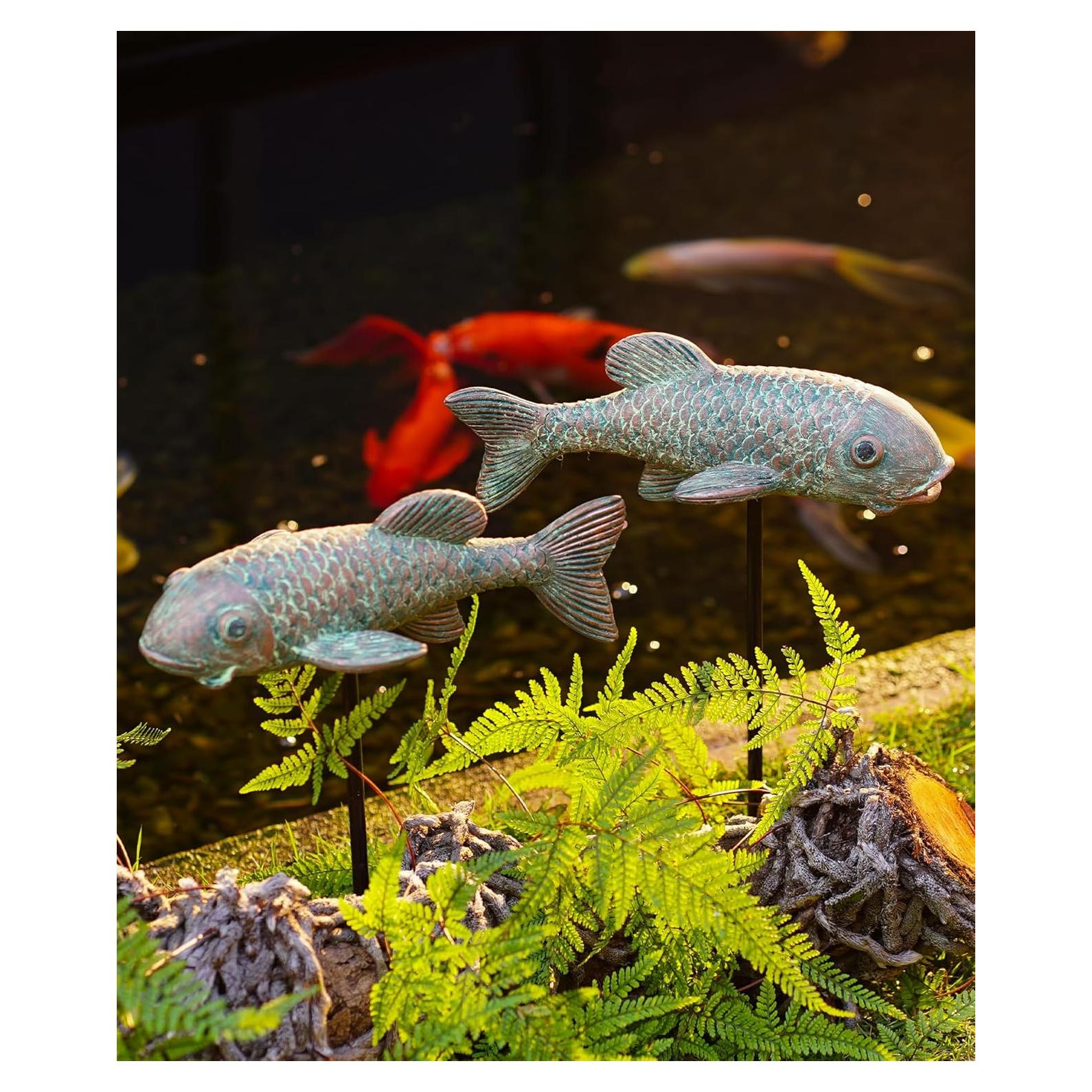 Estatuas de Jardín de Pez Koi Philodwell - Paquete de 2