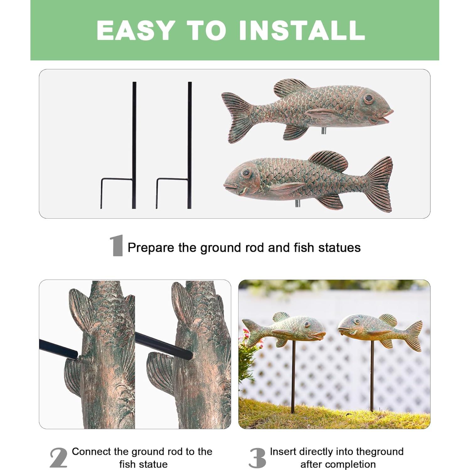 Estatuas de Jardín de Pez Koi Philodwell - Paquete de 2