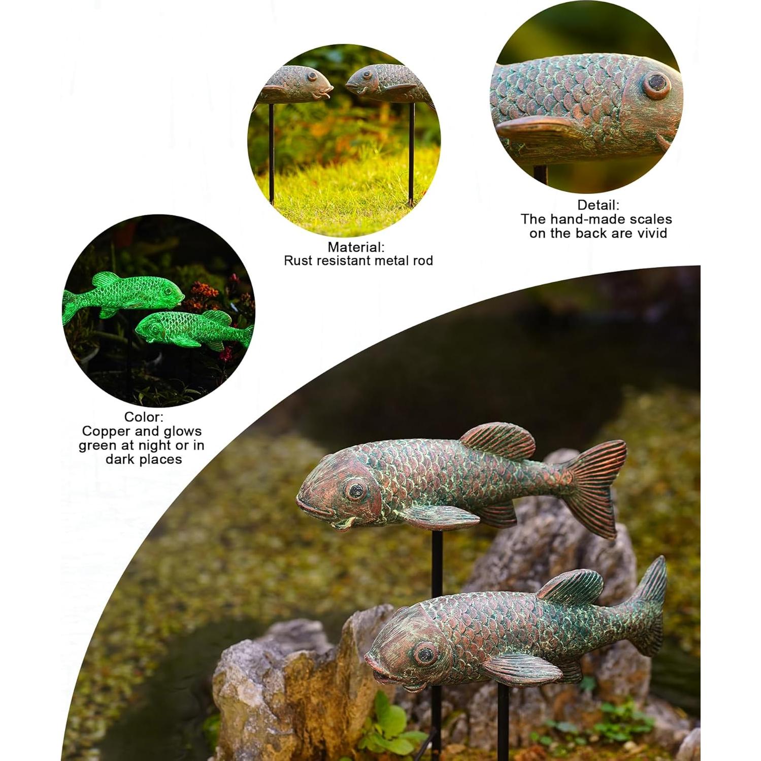 Estatuas de Jardín de Pez Koi Philodwell - Paquete de 2