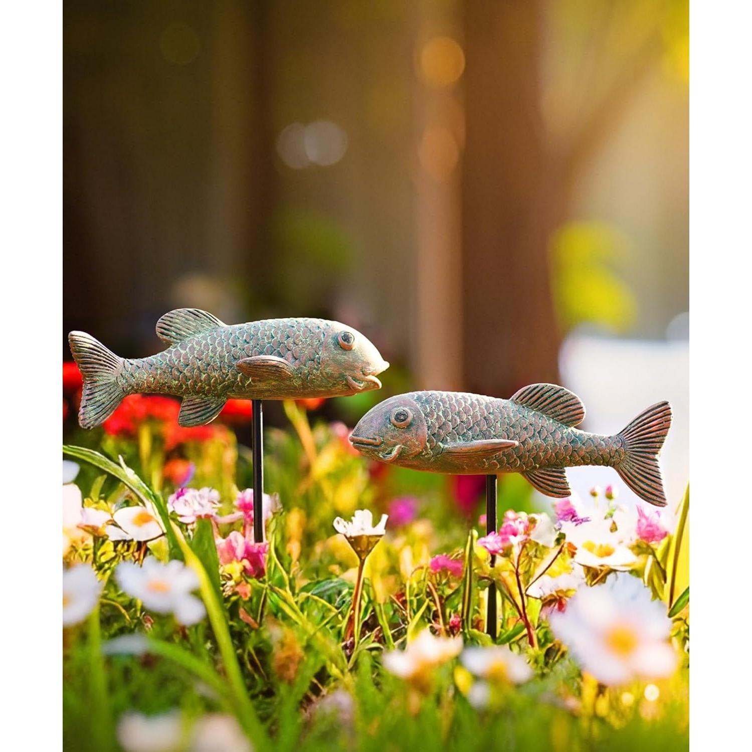 Estatuas de Jardín de Pez Koi Philodwell - Paquete de 2